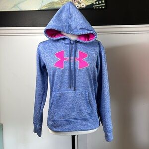Under Armour ColdGear Women's Blue Hoodie with Pink Logo base layer